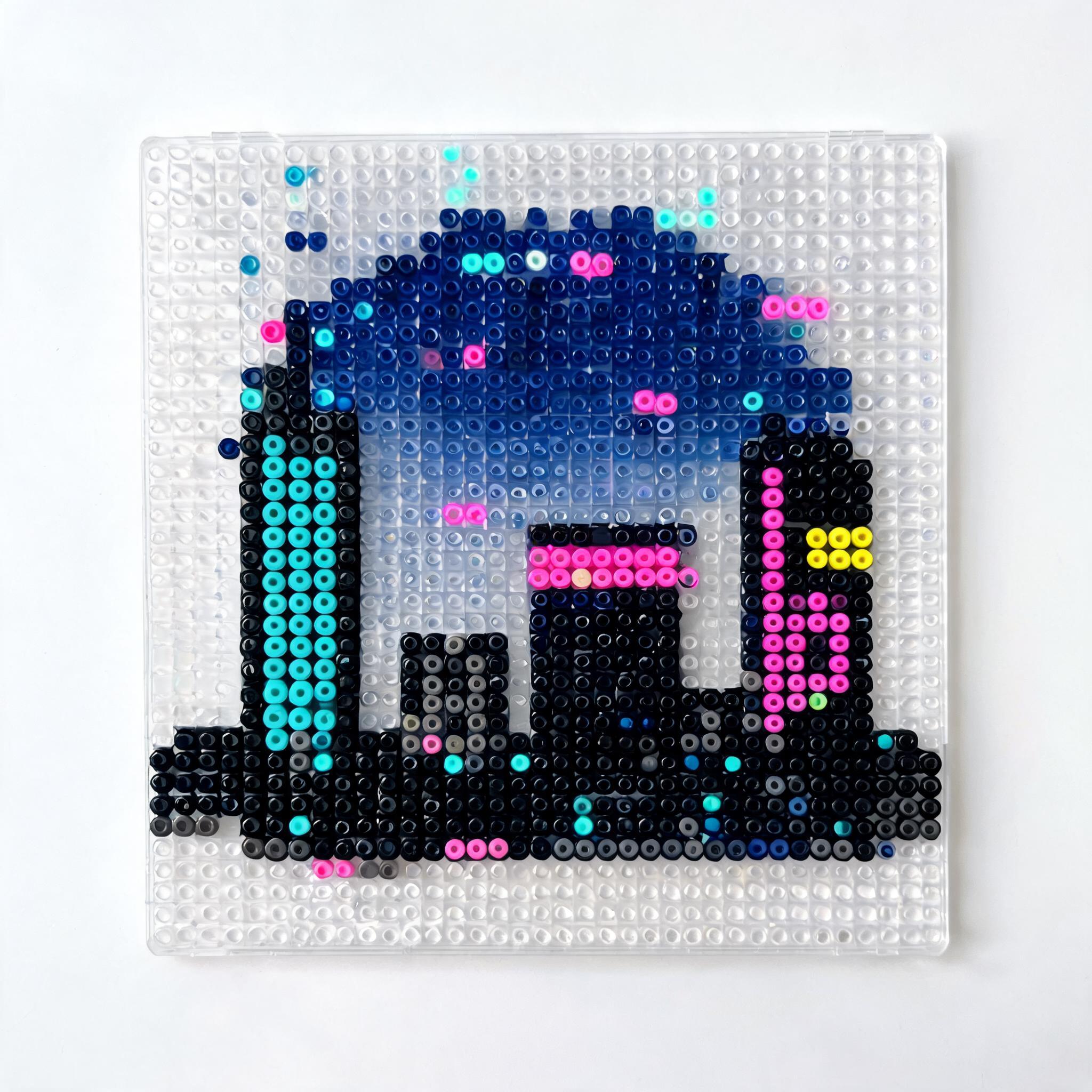 AI fuse bead effect of cyberpunk city
